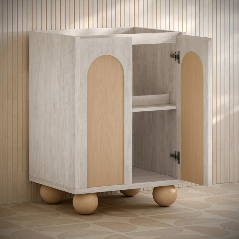 Plaisir II 24" Freestanding Bathroom Vanity Cabinet without Top in White Oak