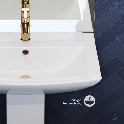 Sublime Two-Piece Glossy White Ceramic Rectangular Pedestal Sink