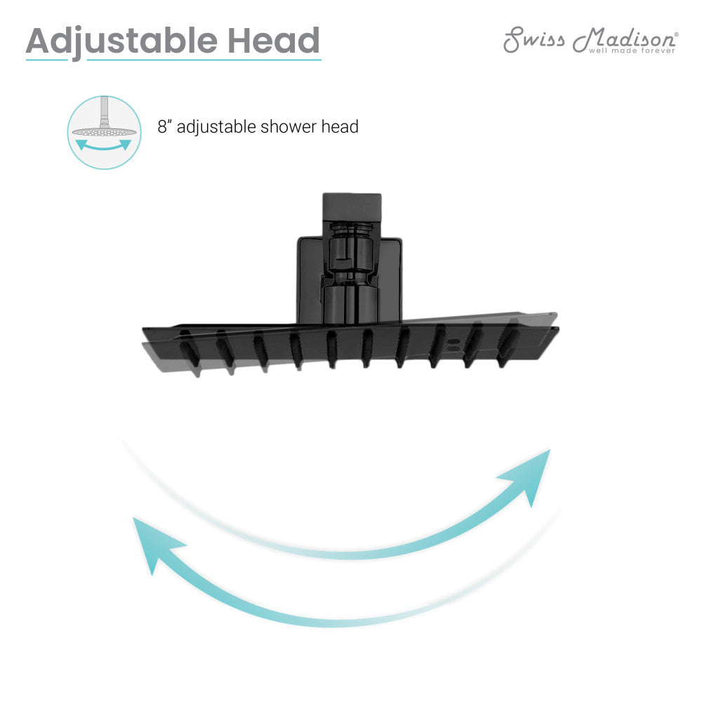 Concorde Single-Handle 1 Spray 8" Wall Mounted Fixed Shower Head in Matte Black (Valve Included)