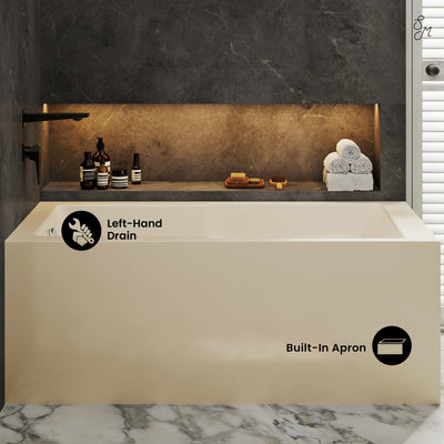 Claire 60 x 32 Left Drain Soaking Alcove Corner Apron Bathtub in Glossy Bisque