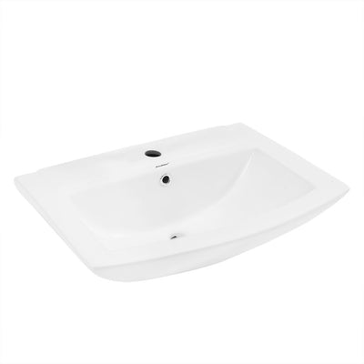 Sublime Two-Piece Glossy White Ceramic Rectangular Pedestal Sink