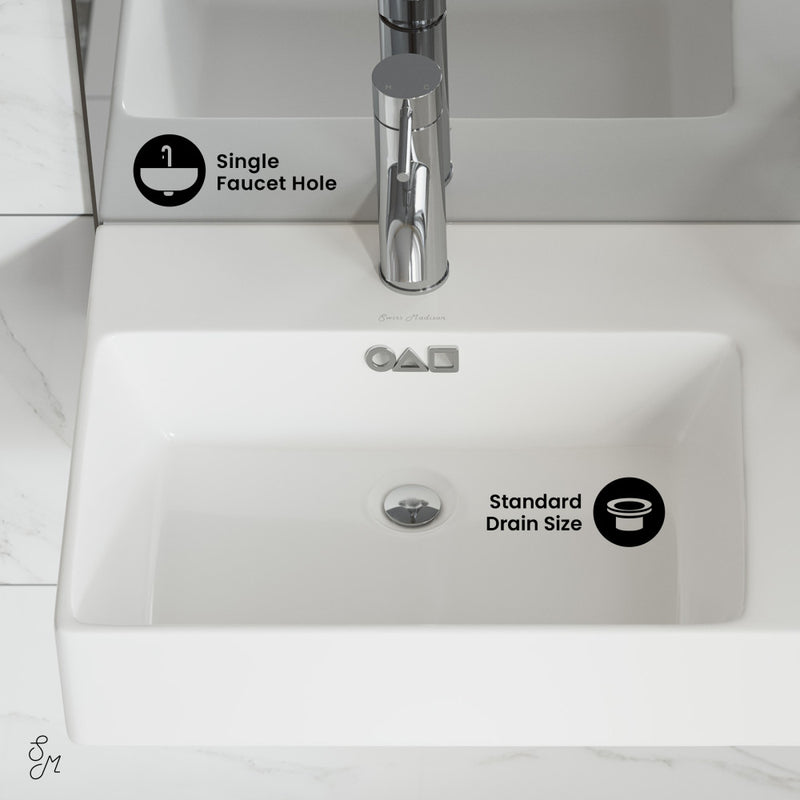 St. Tropez 30" Rectangle Wall-Mounted Sink with Left Side Faucet Mount