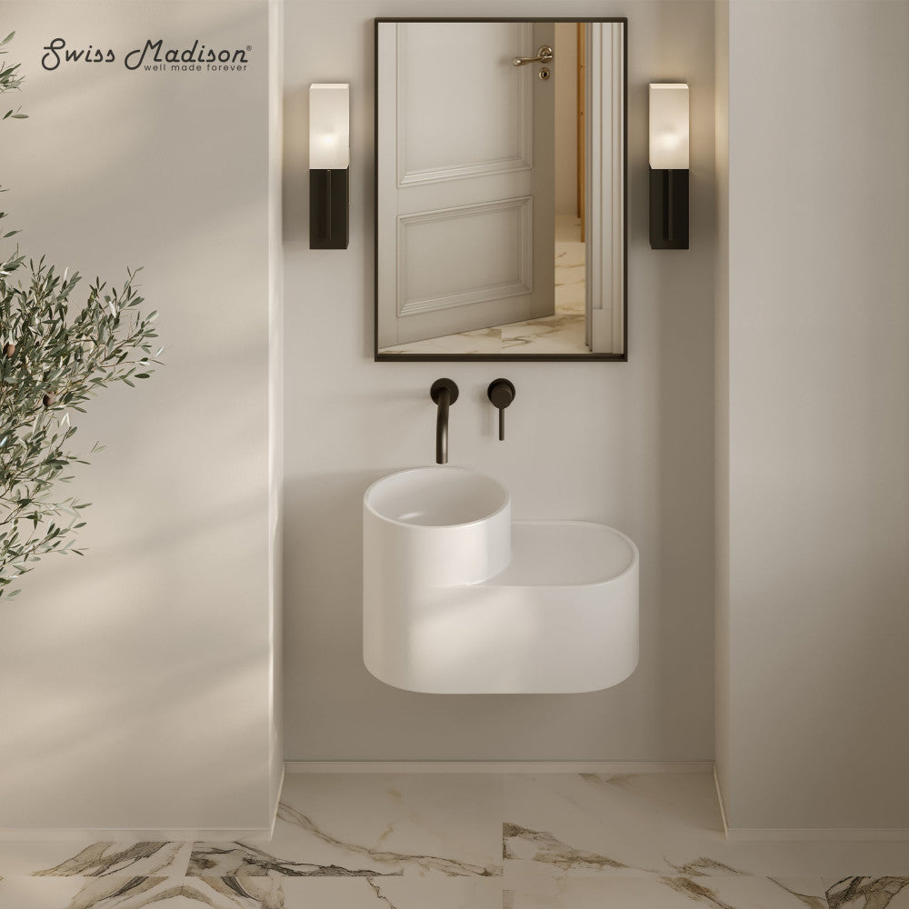 Monaco 20" Solid Surface Oval Wall-Mounted Sink In Matte White