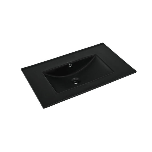30" Zero Hole Vanity Sink Top in Matte Black