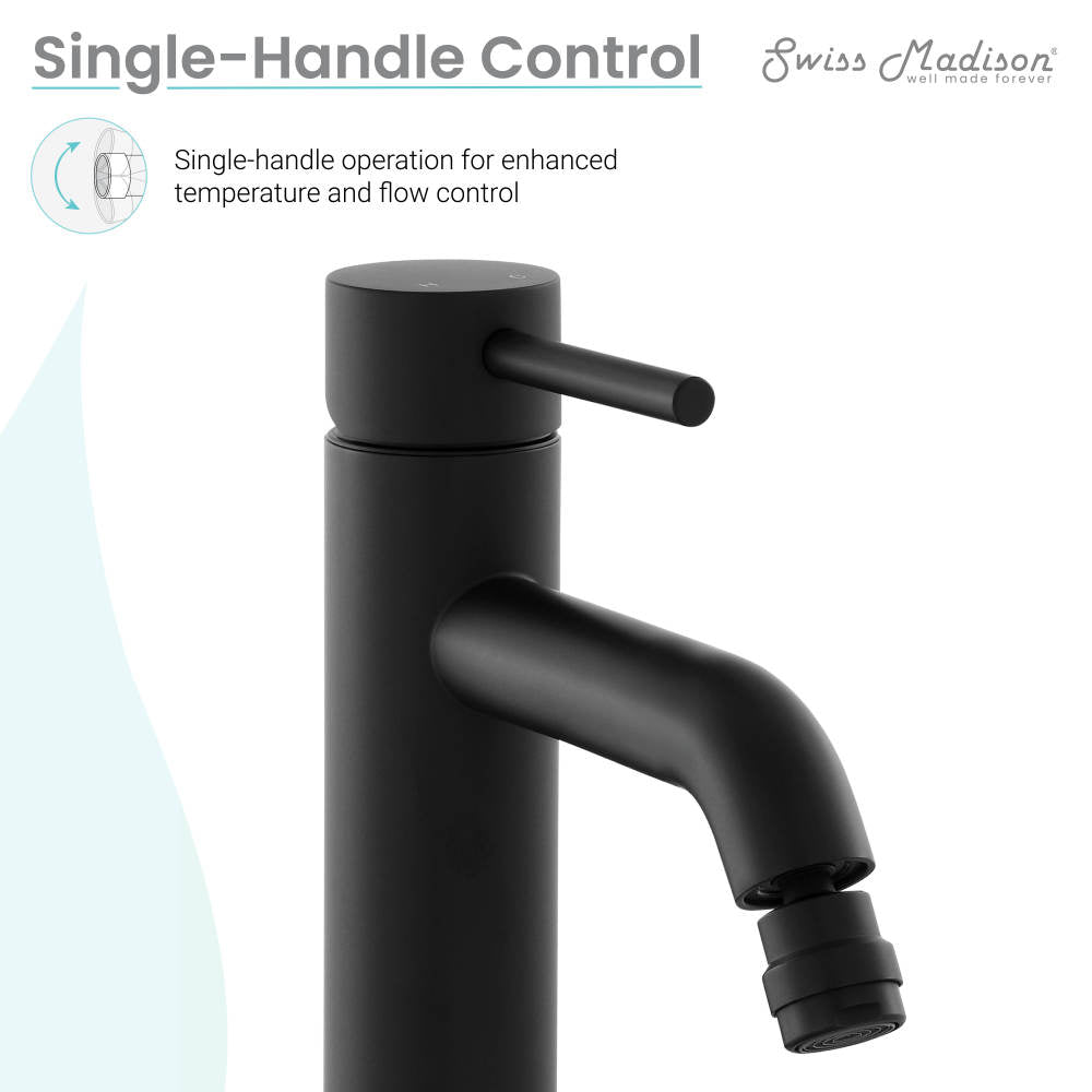 Single-handle bidet faucet in matte black, sleek cylindrical design.
