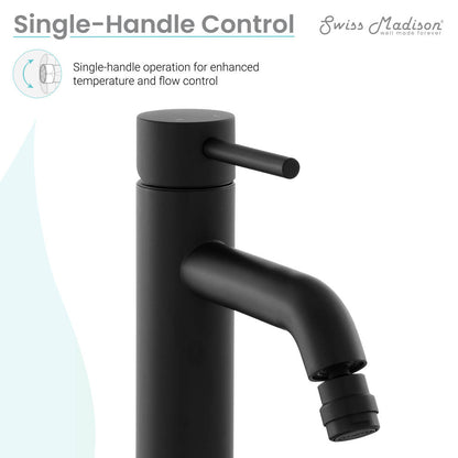 Single-handle bidet faucet in matte black, sleek cylindrical design.