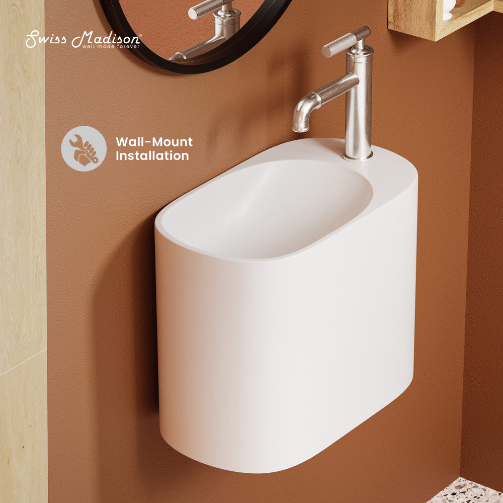 Terre 18" Right Side Faucet Wall-Mount Bathroom Sink in White