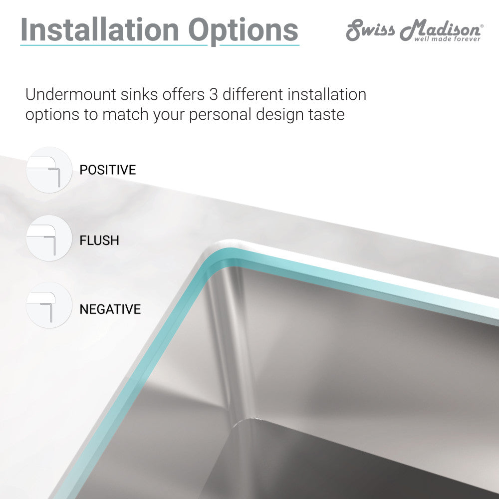 Dual basin undermount kitchen sink in stainless steel, 32 x 21 inches, modern angular design.