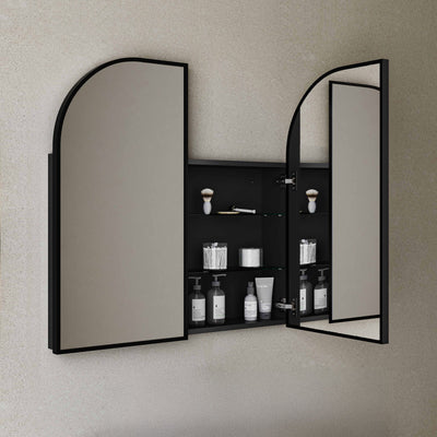 Porte 32 x 31 Arched Recessed/Wall Mount Medicine Cabinet with Mirror in Black
