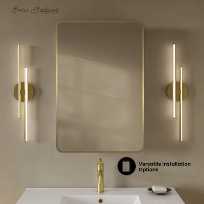 Pierre 20 x 30 Rectangle Recessed/Wall Mount Medicine Cabinet with Mirror in Brushed Gold