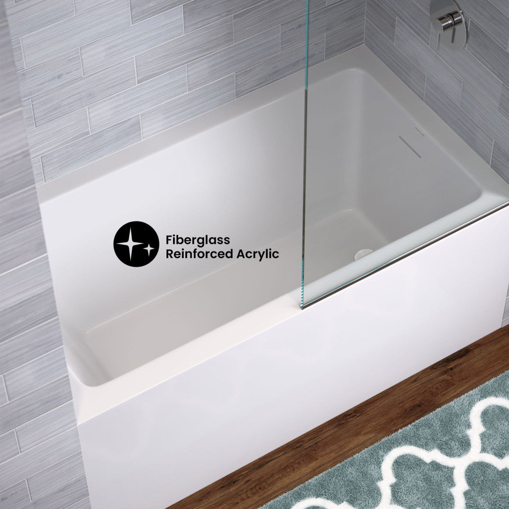 Voltaire 54 x 30 Skirted Right Drain Soaking Apron Bathtub in Glossy White with Integrated Overflow, Drain Included