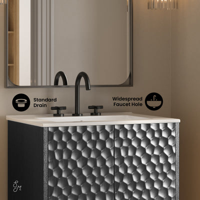 Bosse 24" Freestanding Bathroom Vanity in Black Oak with 3-Hole Centerset Sink Top