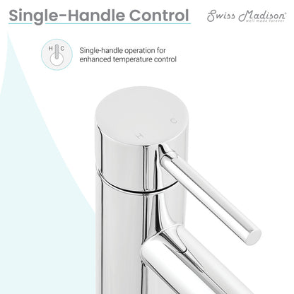 Single-handle bathroom faucet in chrome, high arc design.