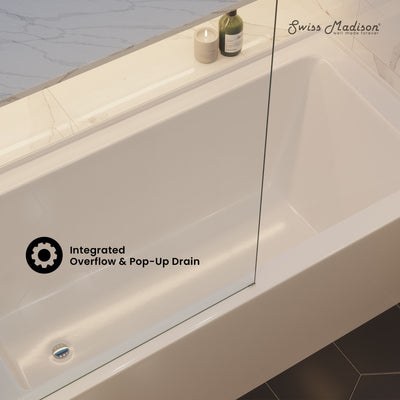 Voltaire 60 x 30 Skirted Left Drain Soaking Apron Bathtub in Glossy White with Integrated Overflow, Drain Included