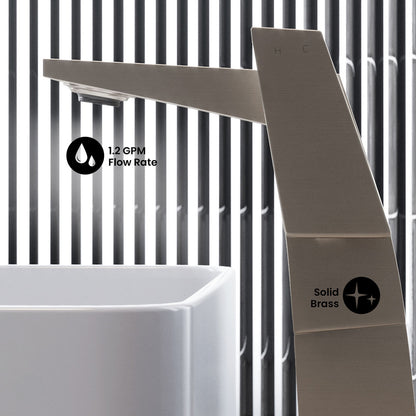 Carre Single Hole, Single-Handle, High Arc Bathroom Faucet in Brushed Nickel
