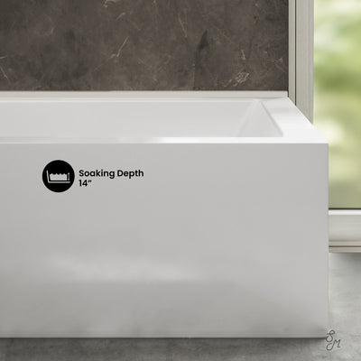 Voltaire 72 x 36 Left Drain Soaking Alcove Corner Apron Bathtub in Glossy White