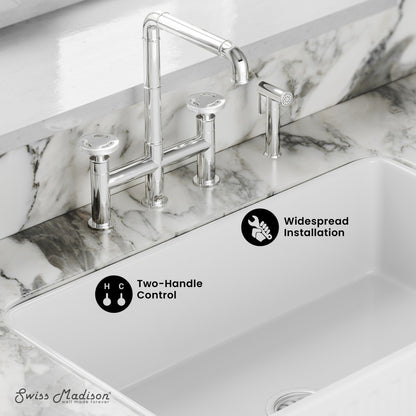 Avallon Pro Widespread Kitchen Faucet with Side Sprayer in Chrome