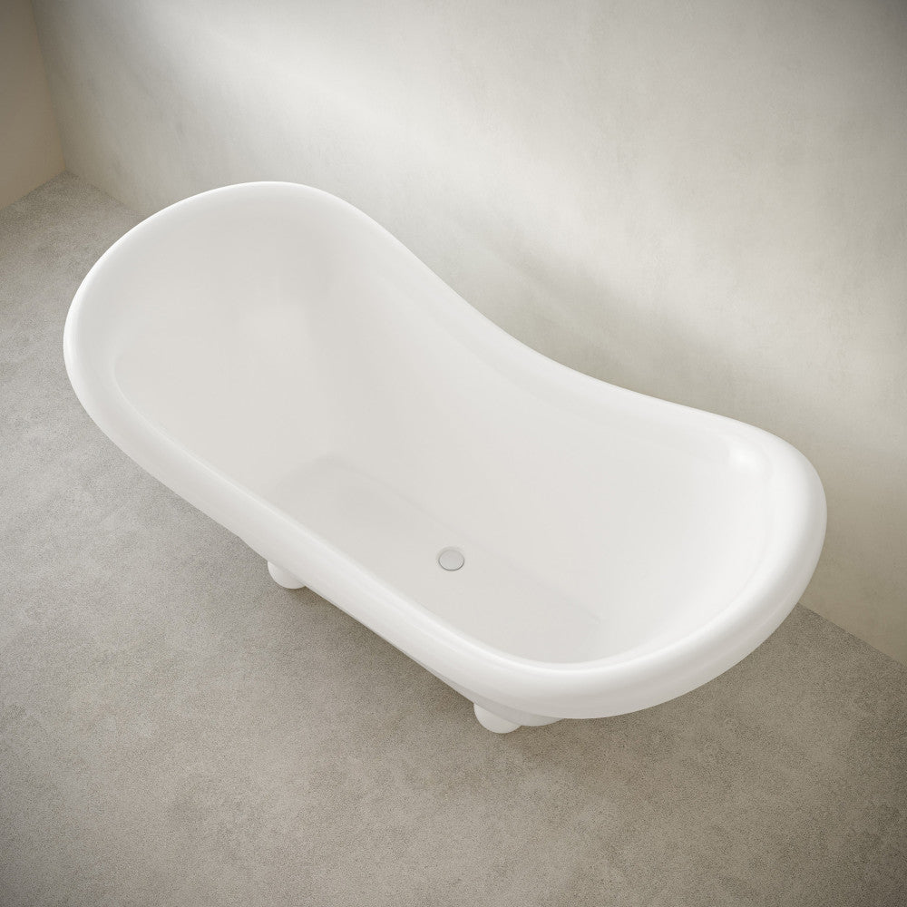 Plaisir II 67" Freestanding Bathtub with Round Feet in Glossy White