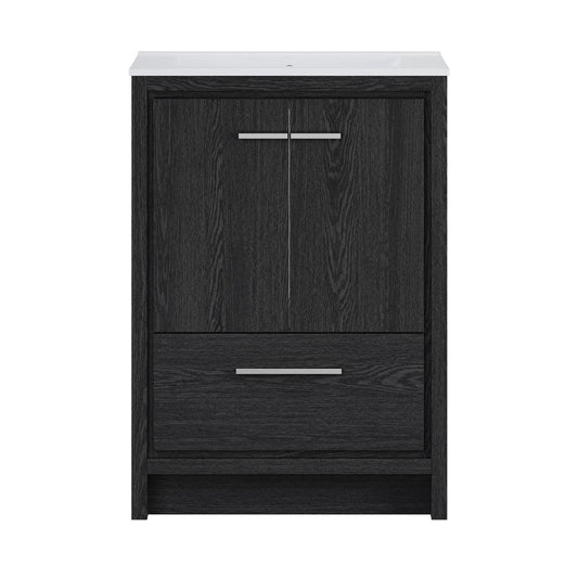 Virage 24" Freestanding Bathroom Vanity in Black Oak with 3-Hole Widespread Sink Top