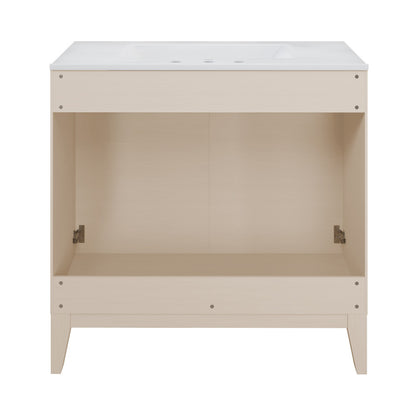 Cascade 30" Freestanding Bathroom Vanity in White Oak with 3-Hole Widespread Sink Top