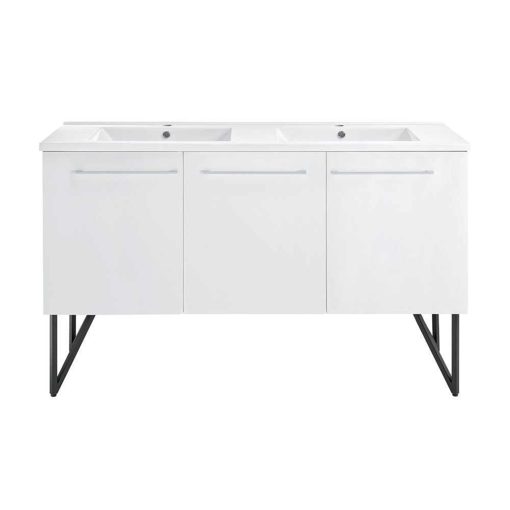 Annecy 60" Freestanding Bathroom Vanity in White with Sink Top
