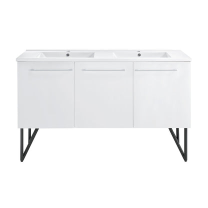 Annecy 60" Freestanding Bathroom Vanity in White with Sink Top