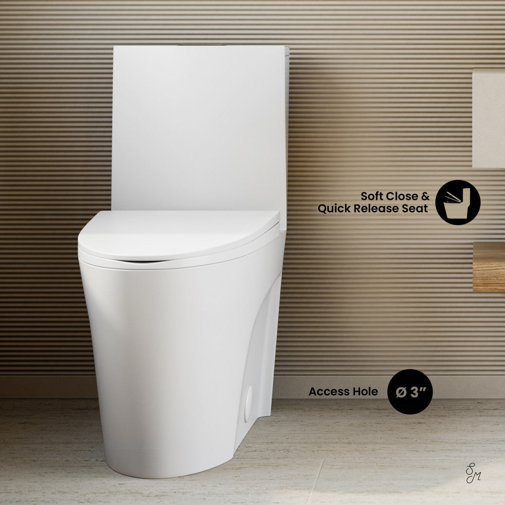 St. Tropez One-Piece 14" Rough-in 1.1/1.6 GPF Dual Top Vortex Flush Elongated Toilet in Matte White