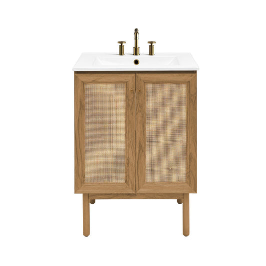 Classe 24" Freestanding Bathroom Vanity in Golden Oak with 3-Hole Centerset Sink Top