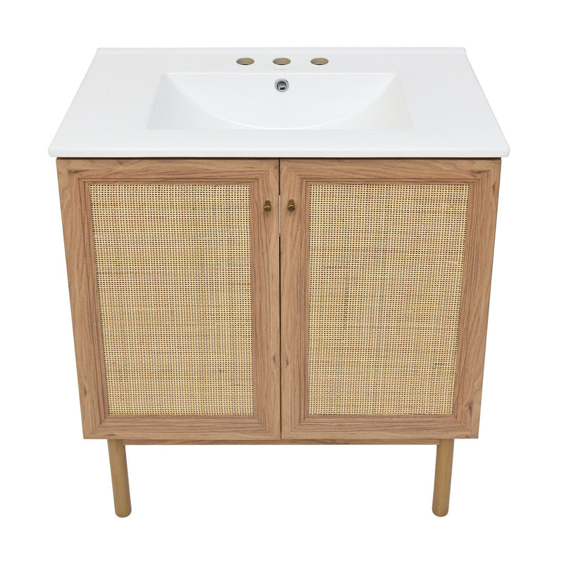 Classe 30" Freestanding Bathroom Vanity in Golden Oak with 3-Hole Widespread Sink Top