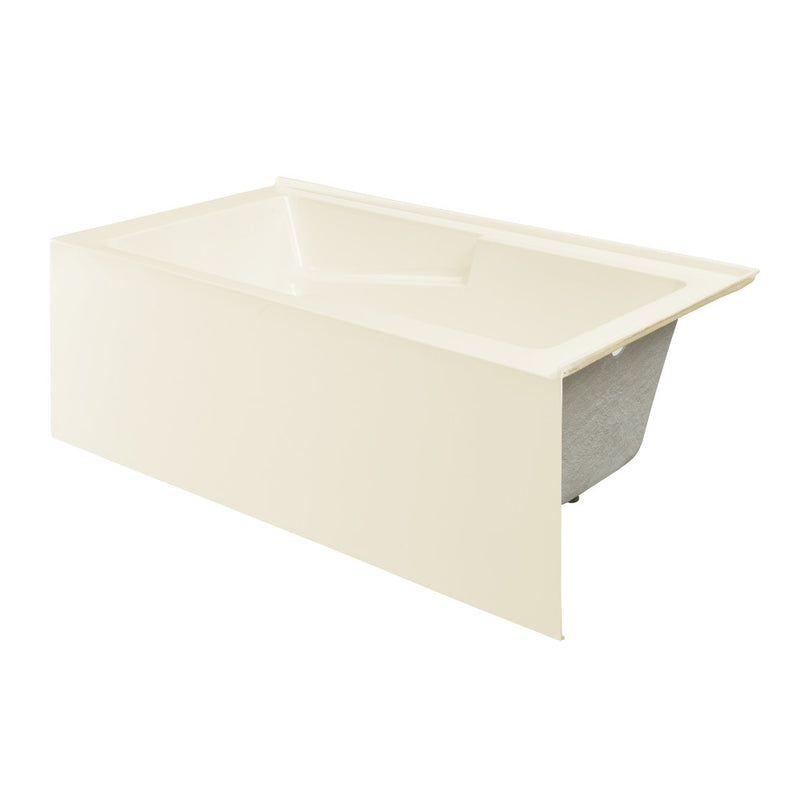 Voltaire 60 x 32 Right Drain Soaking Alcove Corner Apron Bathtub in Glossy Bisque