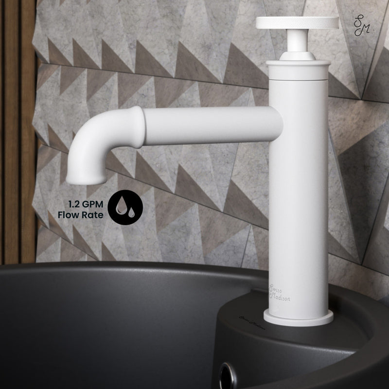 Avallon Single Hole, Single-Handle Wheel, Bathroom Faucet in Matte White