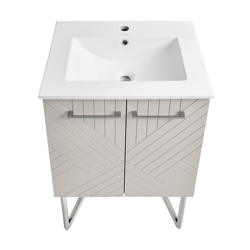 Annecy 24" Freestanding Bathroom Vanity in Greige with Sink Top