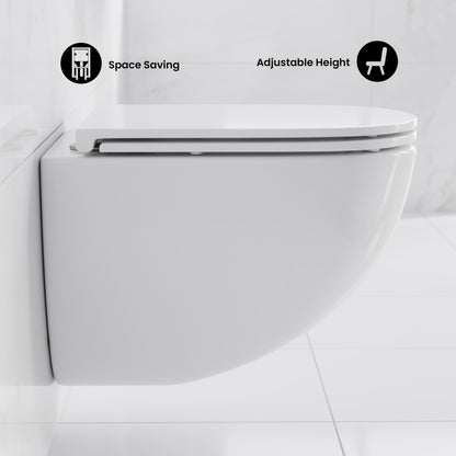 St. Tropez Wall-Hung Toilet Bundle 0.8/1.6 GPF Dual Flush in Glossy White with Brass Flush Plate
