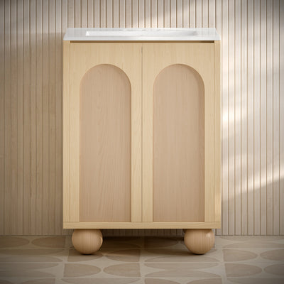 Plaisir II 24" Freestanding Bathroom Vanity in Natural Oak with 3-Hole Centerset Sink Top