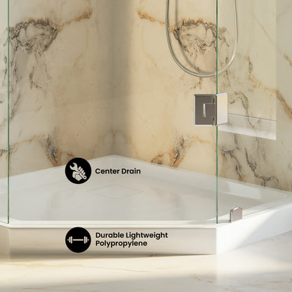 Marquette 36" x 36" Neo-Angle Single-Threshold Shower Pan Base with Center Drain in Glossy White