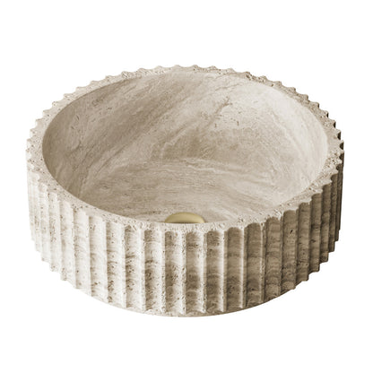 Lafayette 17" Natural Marble Round Vessel Sink in Polished Travertine