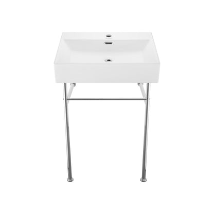 Claire 24" Rectangle Console Sink with Faucet, Drain, P-trap included, with Chrome Legs
