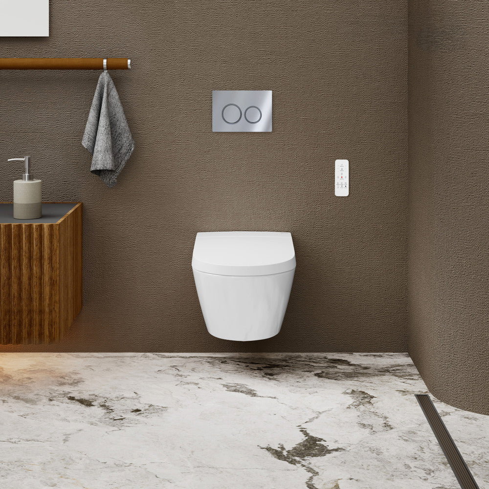 Pur Smart Wall-Hung Toilet with Bidet Bundle with Square Chrome Actuator