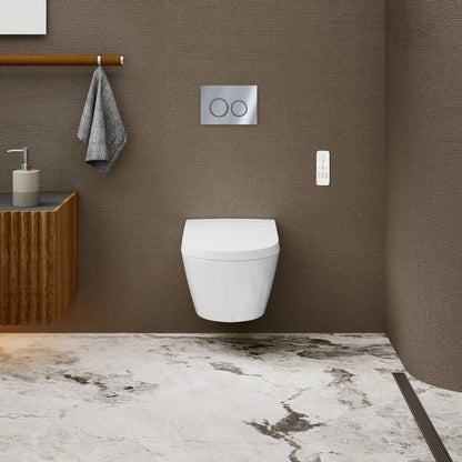 Pur Smart Wall-Hung Toilet with Bidet Bundle with Square Chrome Actuator
