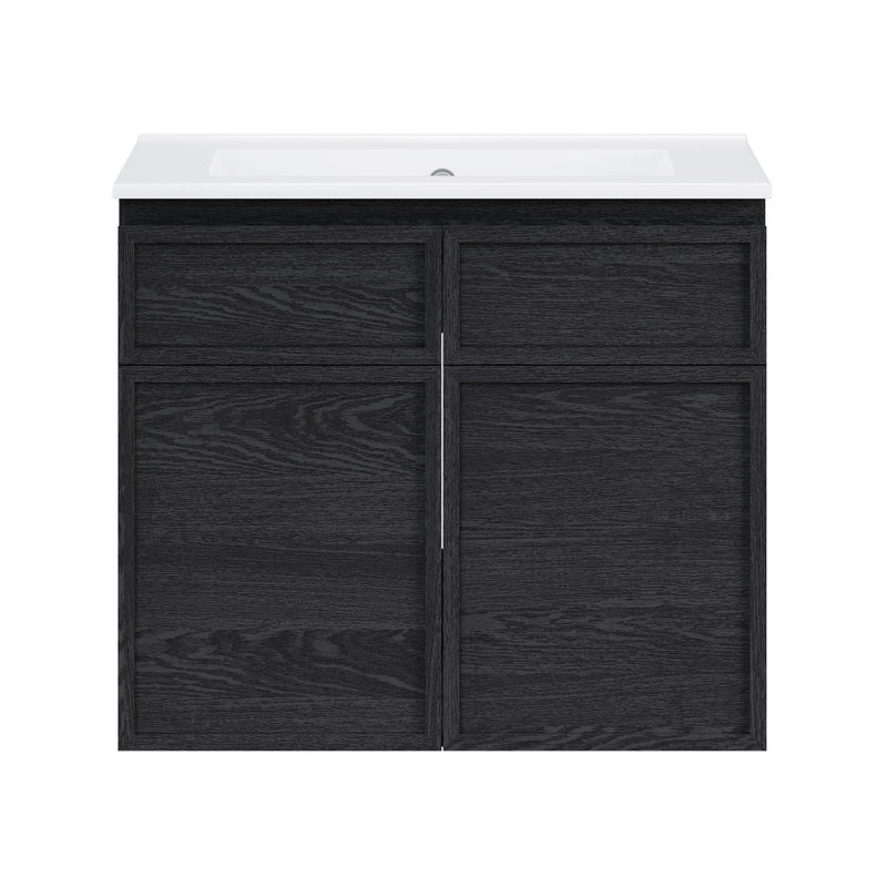 St. Tropez 24" Wall-Mounted Bathroom Vanity in Black Oak with Sink Top