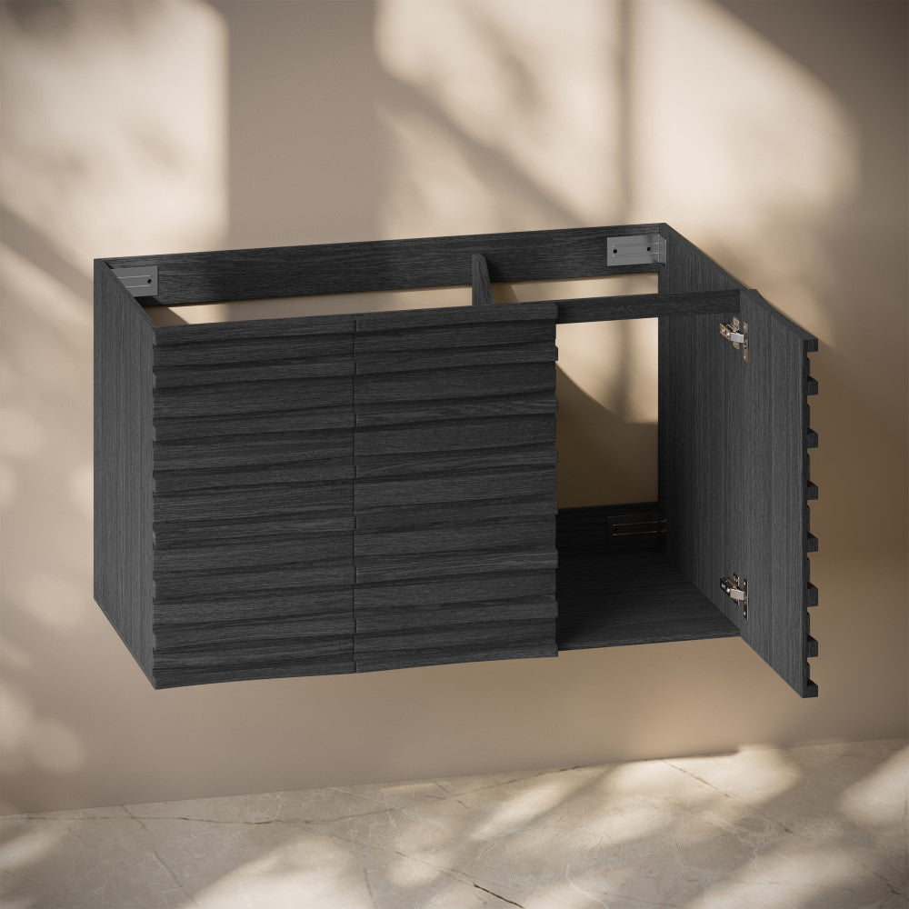 Cascade 36" Wall-Mounted Bathroom Vanity Cabinet without Top in Black Oak