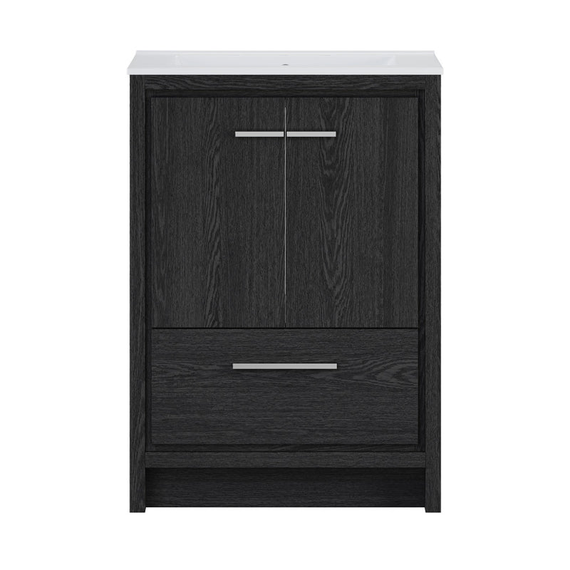 Virage 24" Freestanding Bathroom Vanity in Black Oak with 3-Hole Widespread Sink Top