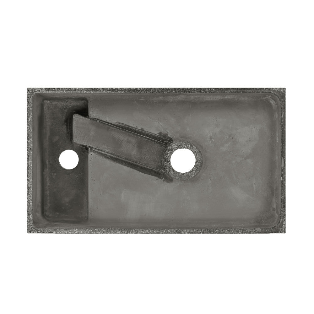 Lisse 16" Concrete Rectangle Wall-Mounted Sink with Right Side Faucet Mount in Matte Dark Gray
