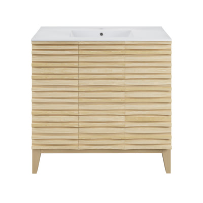 Cascade 36" Freestanding Bathroom Vanity in Natural oak with Sink Top