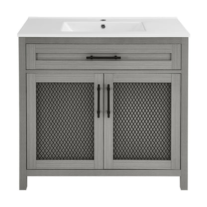 Calice 36" Freestanding Bathroom Vanity in Carbon Gray with Sink Top