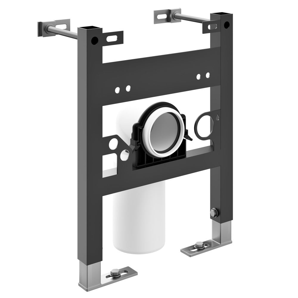 Hugo H Wall-Hung Toilet in Glossy White with Manual Bidet and Supporting Frame