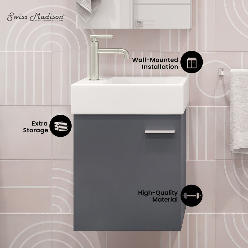 Colmer 18" Wall-Mounted Bathroom Vanity in Slate