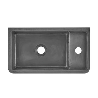 Lisse 16" Concrete Rectangle Wall-Mounted Sink with Right Side Faucet Mount in Matte Dark Gray