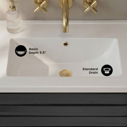 18" Zero Hole Vanity Sink Top in Glossy White
