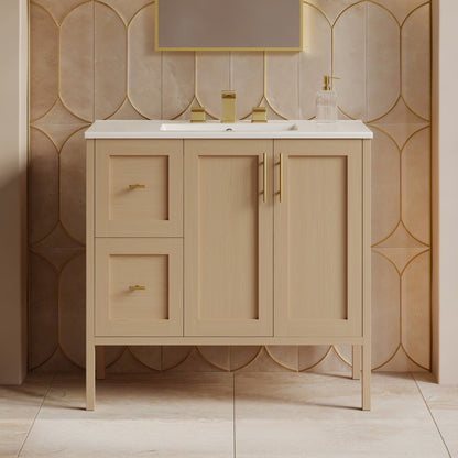 Forme 36" Modular Freestanding Bathroom Vanity with 3-Hole Widespread Top in Natural Oak